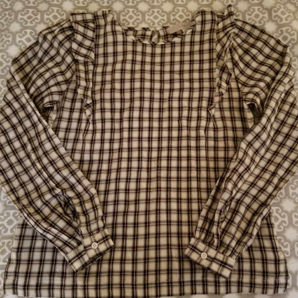 BNWT Loft Flannel Plaid Blouse XXSP